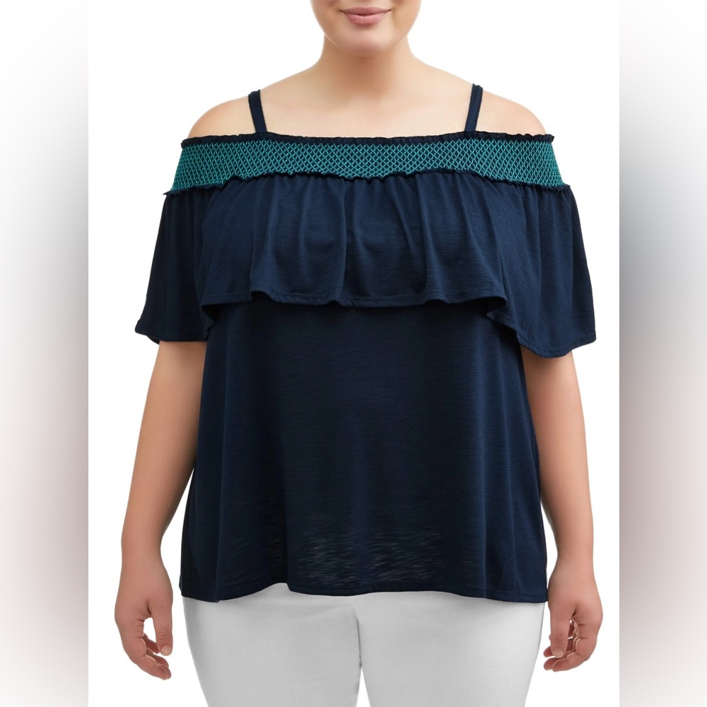 Terra & Sky Pre❤️ Navy Blue Off-Shoulder Women's Top